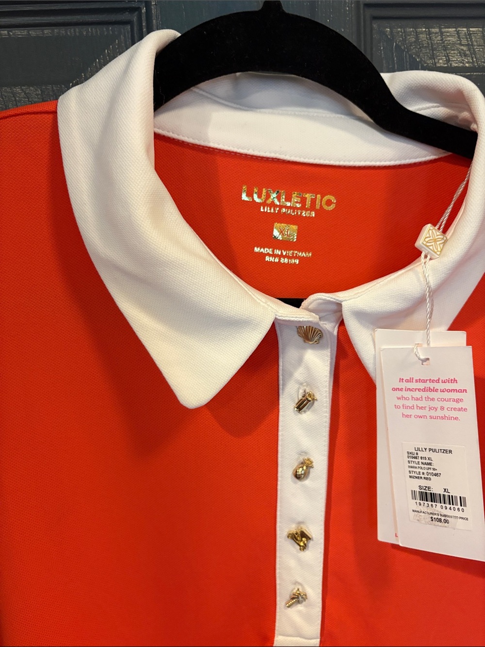 NWT Lilly Pulitzer Luxletic Coal Sleeveless Polo with White Collar - Picture 7 of 8